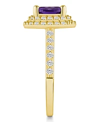 Macy's Amethyst and Diamond Accent Halo Ring 14K Yellow Gold