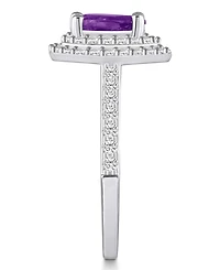 Macy's Amethyst and Diamond Accent Halo Ring 14K White Gold