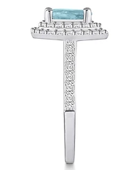 Macy's Aquamarine and Diamond Accent Halo Ring 14K White Gold