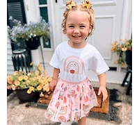 Sweet Wink Little and Big Girls Apple Rainbow Short Sleeve T-Shirt