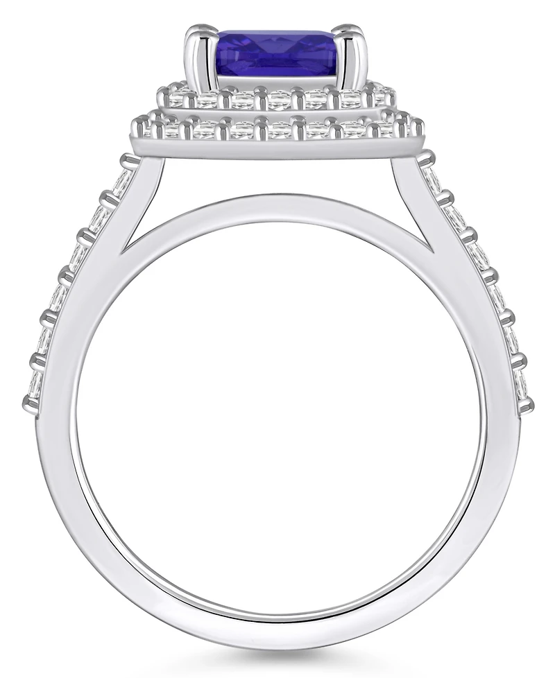 Tanzanite (2-1/3 ct. t.w.) & Diamond (5/8 Cushion Halo Statement Ring 14k Gold