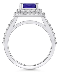 Tanzanite (2-1/3 ct. t.w.) & Diamond (5/8 Cushion Halo Statement Ring 14k Gold