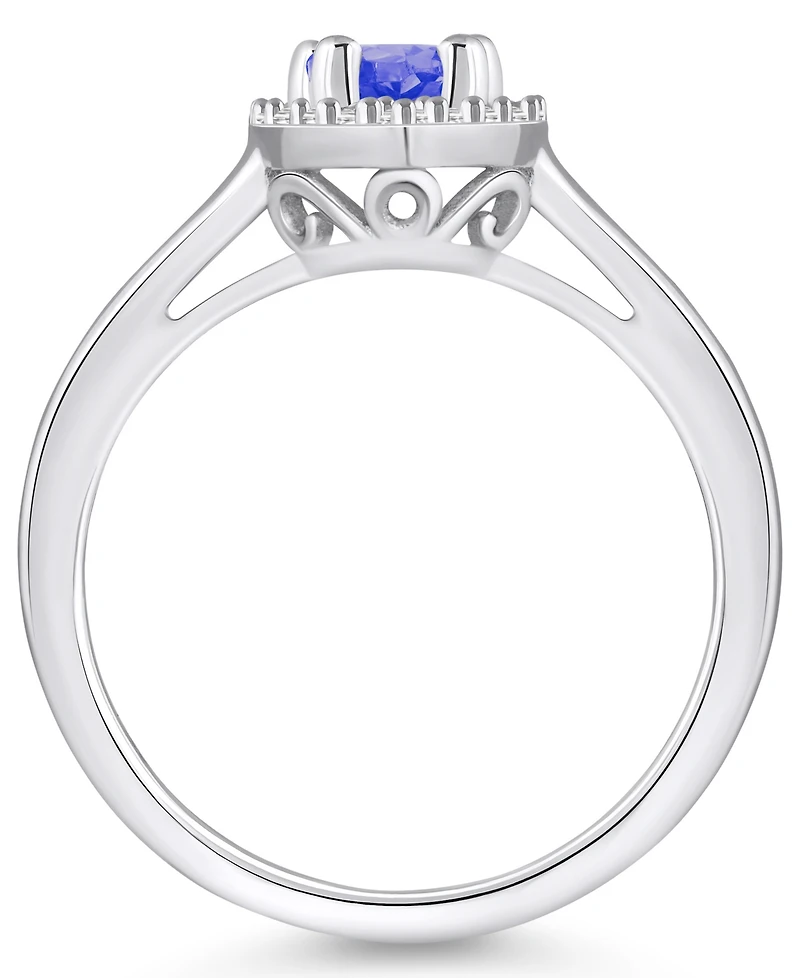 Tanzanite (7/8 ct. t.w.) & Diamond (1/5 Pear Halo Ring 14k Gold