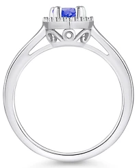 Tanzanite (7/8 ct. t.w.) & Diamond (1/5 Pear Halo Ring 14k Gold