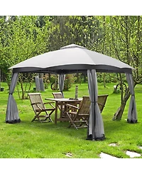 10x12 Ft 2-Tier Patio Gazebo Canopy Netting Heavy-Duty Metal Easy-Setup Outdoor