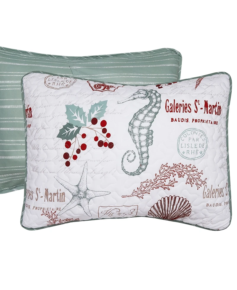 Closeout! Videri Home Holiday Writing Reversible 3-Piece Quilt Set, Full/Queen