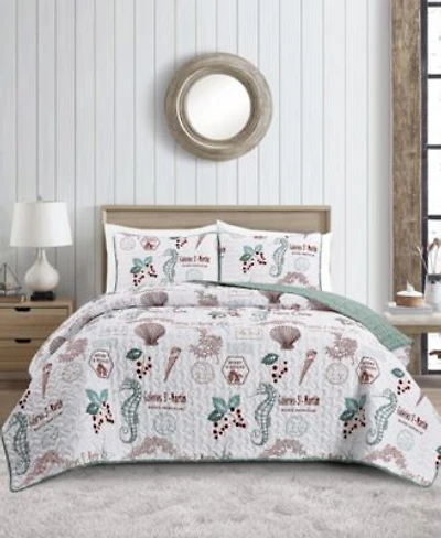 Videri Home Holiday Writing Reversible 3 Piece Quilt Sets