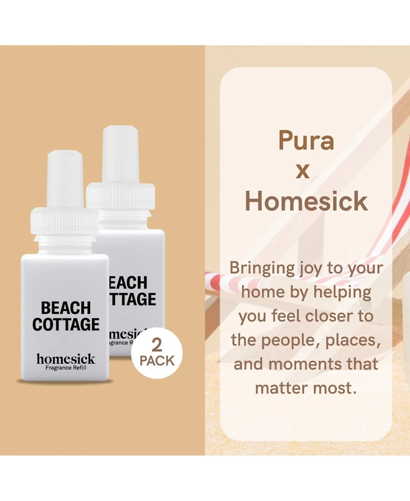 Pura Homesick - Beach Cottage - Home Scent Refill - Smart Home Air Diffuser Fragrance - Up to 120-Hours of Luxury Fragrance per Refill