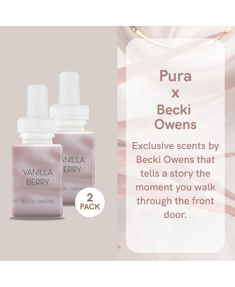 Pura Becki Owens - Vanilla Berry - Home Scent Refill - Smart Home Air Diffuser Fragrance - Up to 120-Hours of Premium Fragrance per Refill