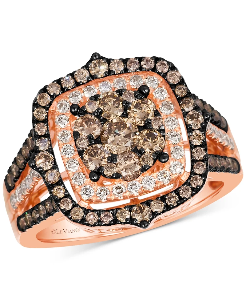 Le Vian Chocolate Diamond & Nude Halo Cluster Ring (1-1/2 ct. t.w.) 14K Rose Gold (Also Available White or Yellow Gold)