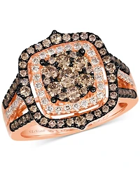 Le Vian Chocolate Diamond & Nude Halo Cluster Ring (1-1/2 ct. t.w.) 14K Rose Gold (Also Available White or Yellow Gold)