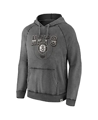 Men's Fanatics Gray Brooklyn Nets Acquisition True Classics Vintage-Like Snow Wash Pullover Hoodie