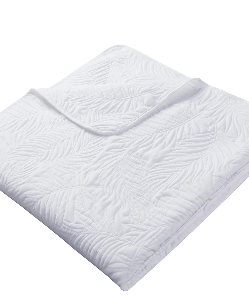 Closeout! Videri Home Coastal Palm Embroidered 3-Piece Quilt Set, King