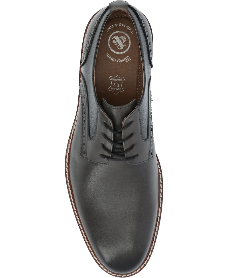 Thomas & Vine Men's Clayton Plain Toe Brogue Derby Shoe