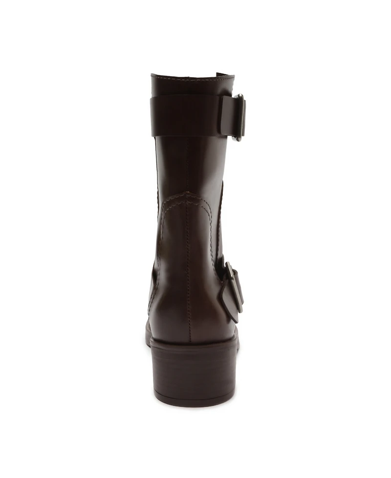 Arezzo Women's Lucy Mid-Shaft Leather Moto Boots