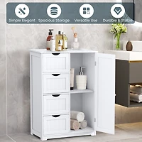 Wooden 4 Drawer Bathroom Cabinet Storage Cupboard 2 Shelves Free Standing