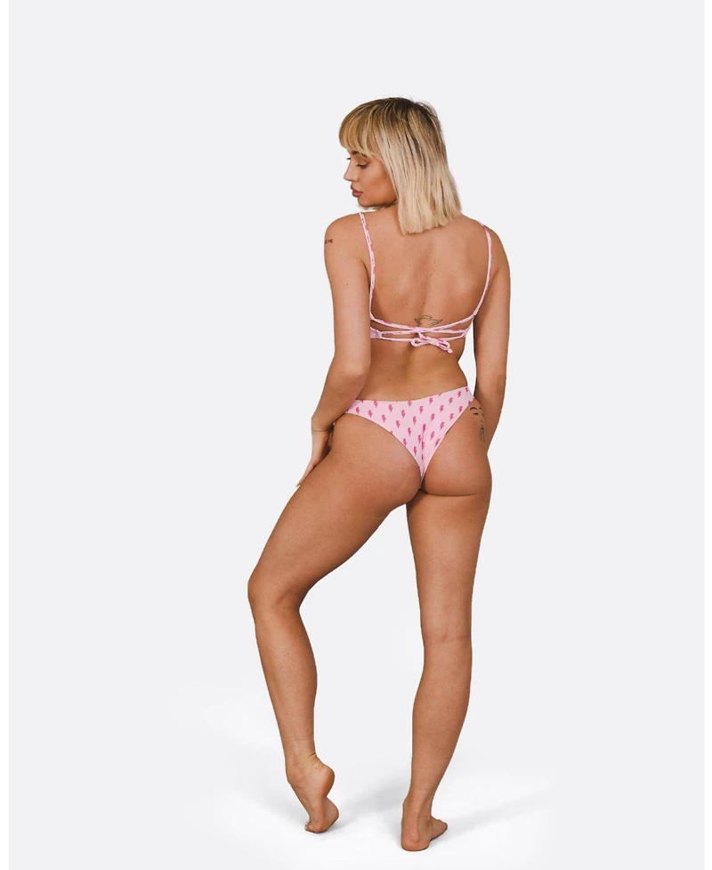 Oosc Women's Strike of Luck Lace up Crop Bikini Top