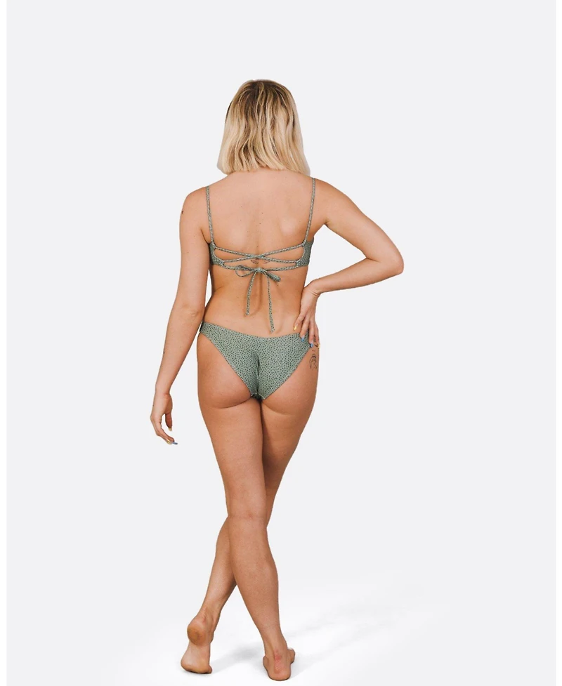 Oosc Women's Sahara Sage Lace up Crop Bikini Top