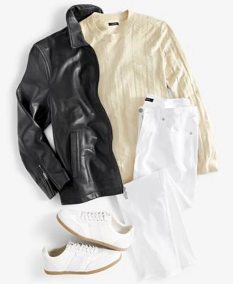 Alfani Mens Leather Jacket Sweater Straight Fit Pants Created For Macys