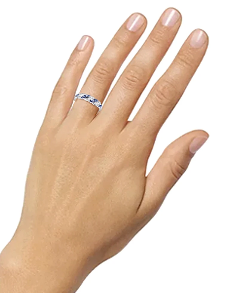 Emerald (1/5 ct. t.w.) & Diamond Swirl Band Sterling Silver (Also Ruby Sapphire)