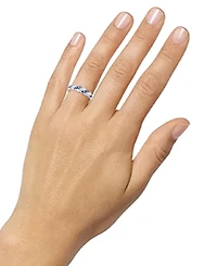 Emerald (1/5 ct. t.w.) & Diamond Swirl Band Sterling Silver (Also Ruby Sapphire)