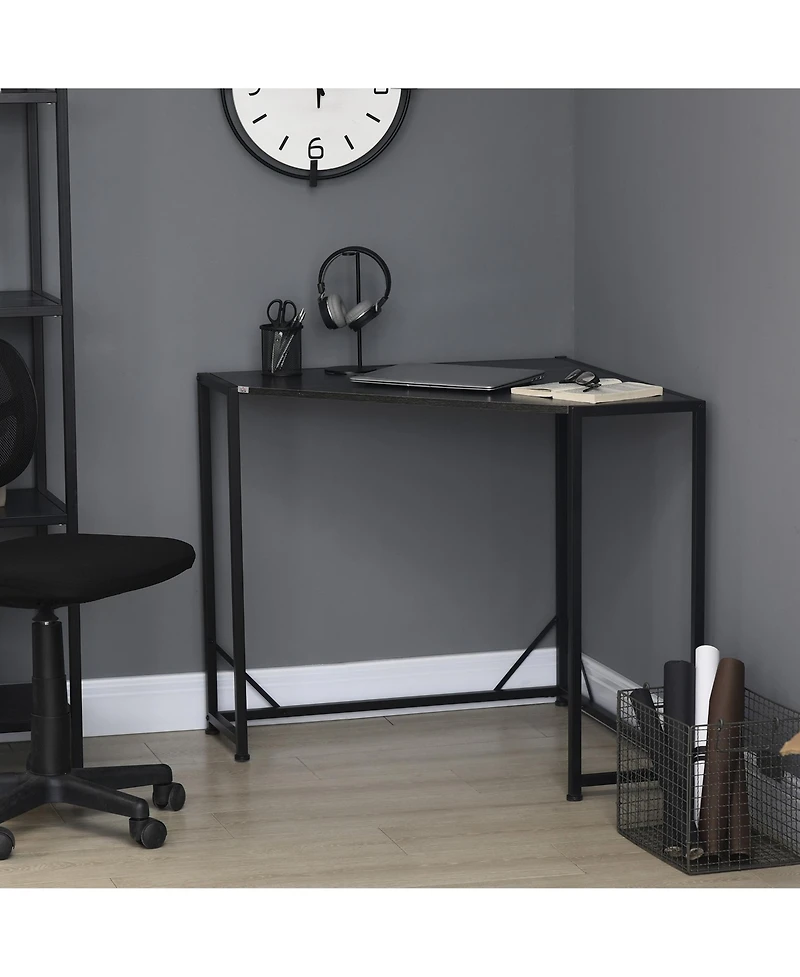Homcom Small Corner Desk Triangle Vanity Table Computer Desk Gray