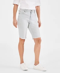 Style & Co Women's Mid-Rise Raw-Edge Bermuda Jean Shorts, Created for Macy's