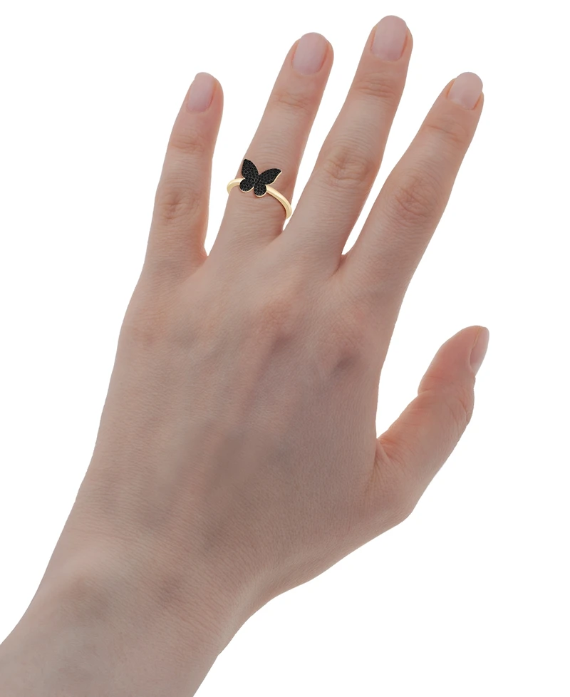 Wrapped Diamond Butterfly Ring (1/6 ct. t.w.) 14k Gold, Created for Macy's (Also Available Black Diamond)