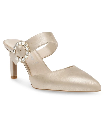 Anne Klein Women's Riri-c Imitation Pearl Buckle Mules
