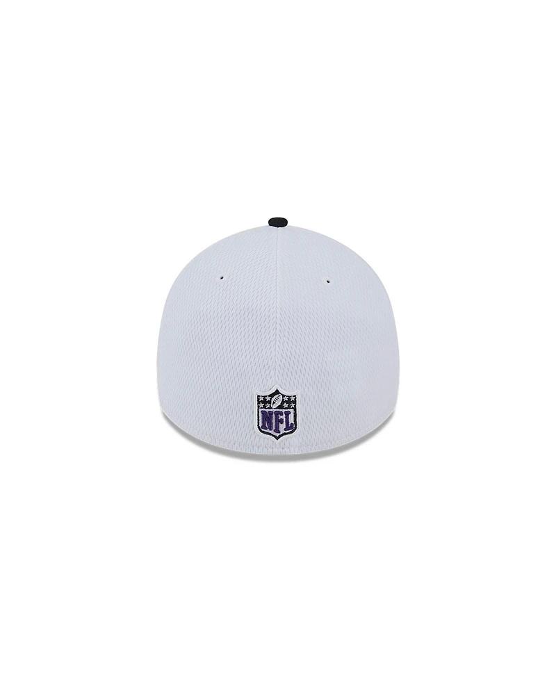 Men's New Era White, Black Baltimore Ravens 2023 Sideline 39THIRTY Flex Hat