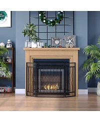 Homcom 3-Panel Folding Fireplace Screen, Home Metal Mesh Fire Spark Guard,