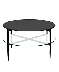 Martha Stewart Collection Caroline 18" Round Interchangeable Wood Glass Top Coffee Table