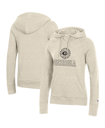 Women's Champion Heathered Oatmeal Georgia Bulldogs College Seal Pullover Hoodie