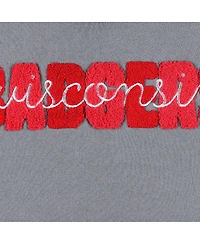 Women's Pressbox Gray Wisconsin Badgers Pinehurst Chenille Raglan Pullover Sweatshirt