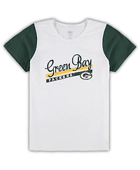 Women's Concepts Sport White, Green Bay Packers Plus Downfield T-shirt and Shorts Sleep Set
