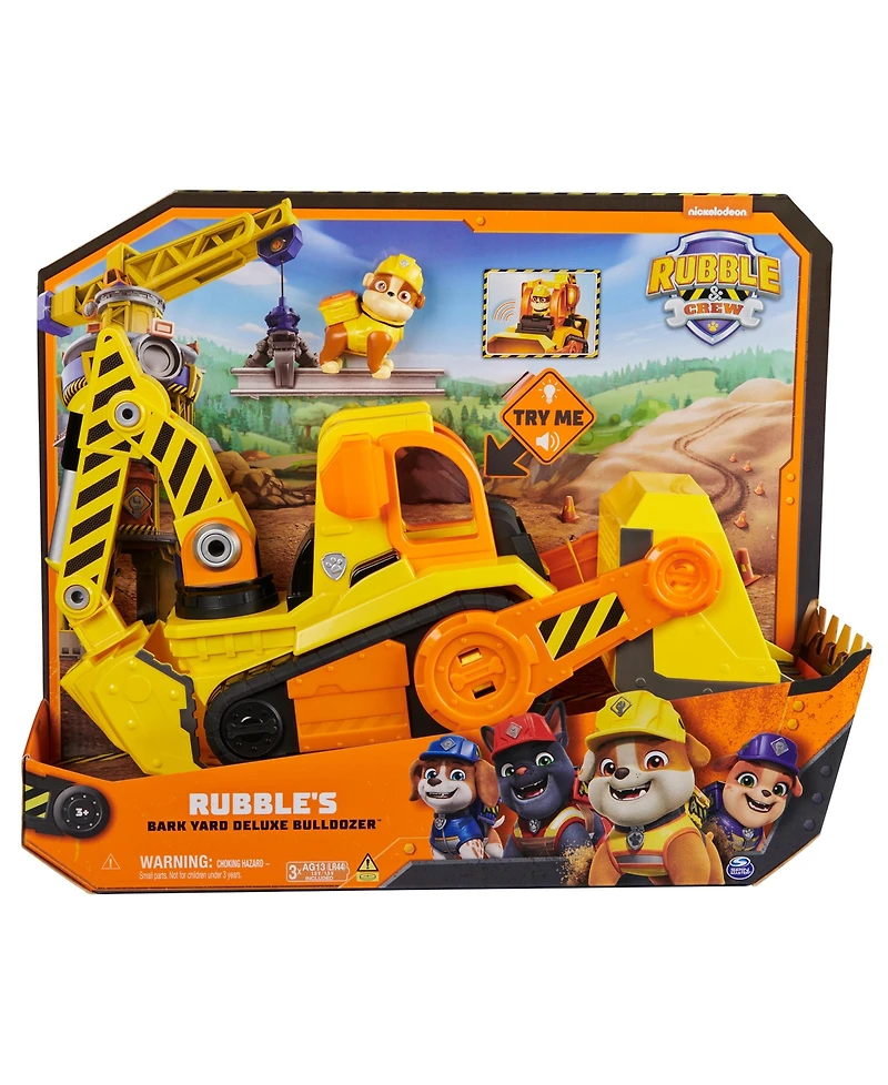 Rubble & Crew, Bark Yard Deluxe Bulldozer Construction Truck Toy with Lights