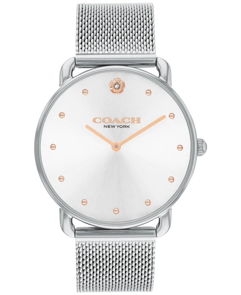 Coach Women's Elliot Silver Stainless Steel Mesh Bracelet Watch 36mm