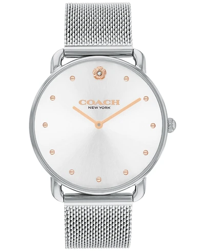 Coach Women's Elliot Silver Stainless Steel Mesh Bracelet Watch 36mm