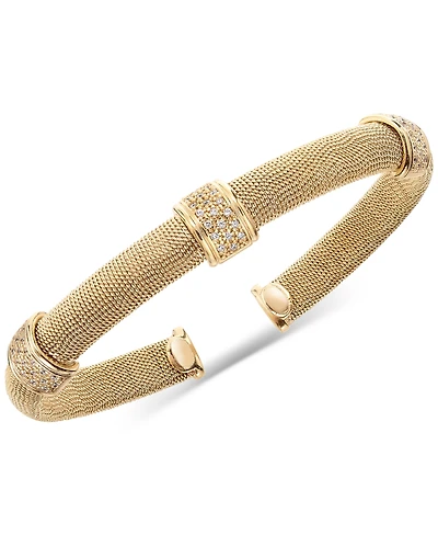 Diamond Station Cuff Bangle Bracelet (1/3 ct. t.w.) in 14k Gold-Plated Sterling Silver