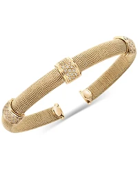 Diamond Station Cuff Bangle Bracelet (1/3 ct. t.w.) in 14k Gold-Plated Sterling Silver