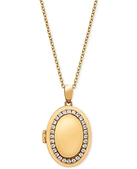 Diamond Halo Oval Locket 18" Pendant Necklace (1/3 ct. t.w.) in 14K Gold-Plated Sterling Silver