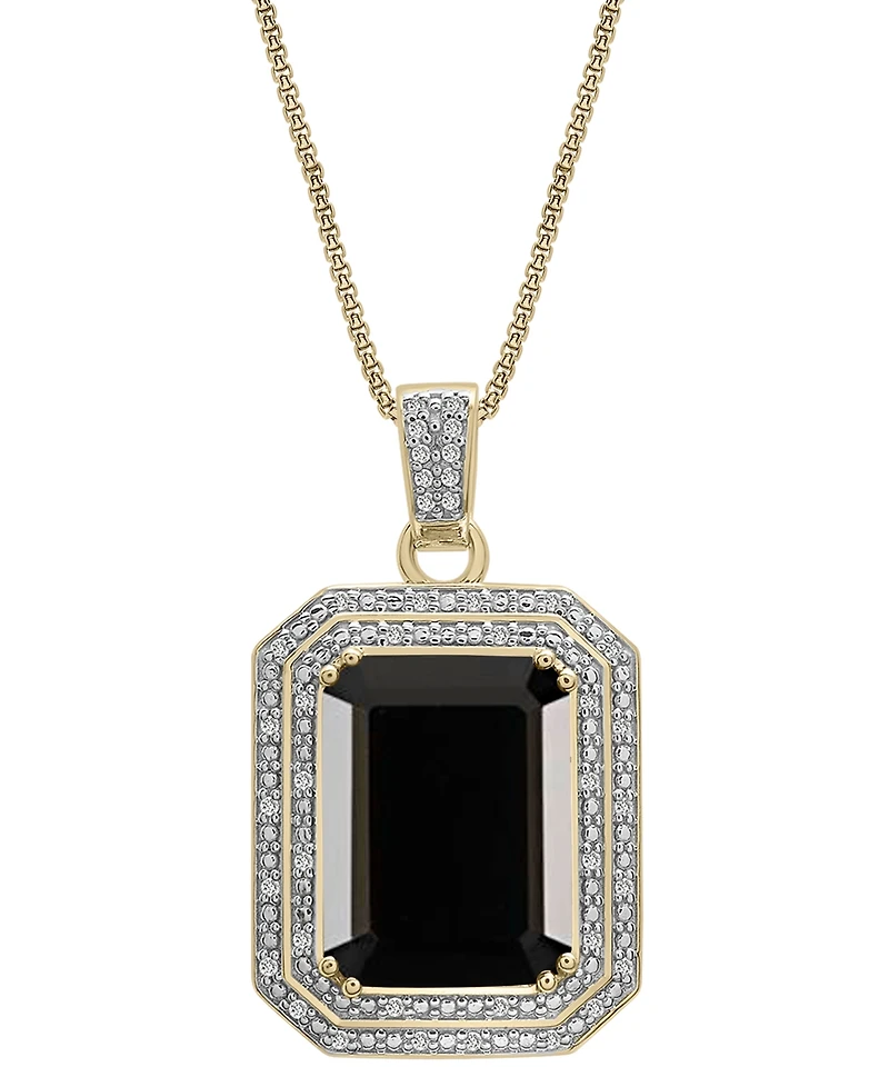 Lab Grown Ruby (16-5/8 ct. t.w.) & Diamond (1/4 Rectangular Pendant Necklace 14k Gold-Plated Sterling Silver, 22"