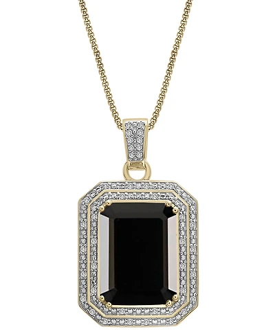 Lab Grown Ruby (16-5/8 ct. t.w.) & Diamond (1/4 Rectangular Pendant Necklace 14k Gold-Plated Sterling Silver, 22"
