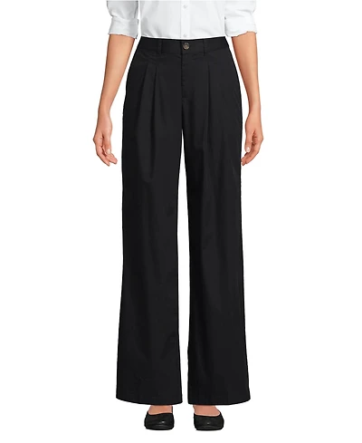 Lands' End Women's High Rise Crisp Poplin Chino Wide Leg Pants