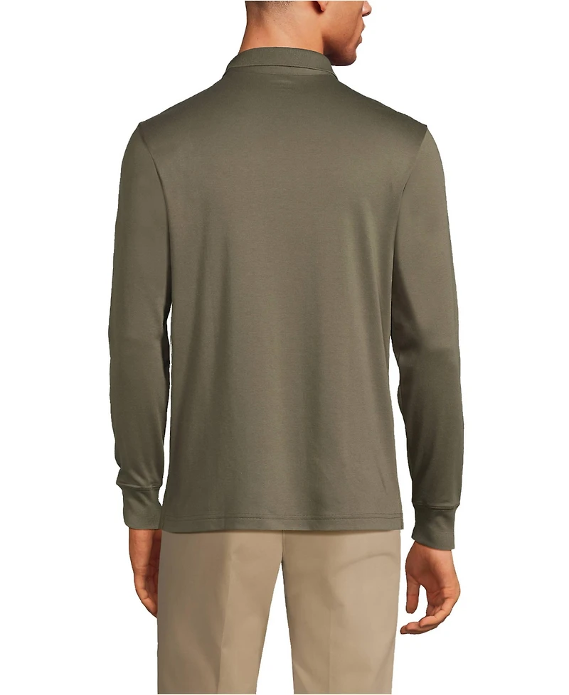 Lands' End Men's Long Sleeve Cotton Supima Polo Shirt with Pocket