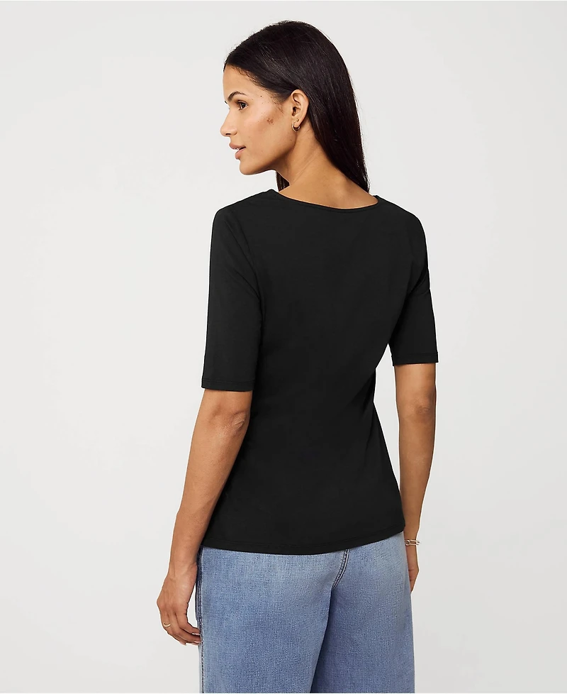 Lands' End Women's Lightweight Jersey Tie Front Top