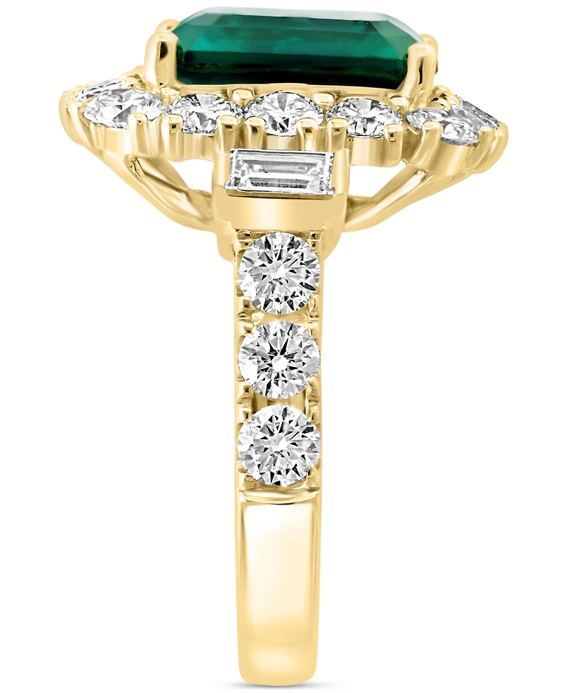 Effy Lab Grown Emerald (4-7/8 ct. t.w.) & Lab Grown Diamond (2-3/8 ct. t.w.) Halo Statement Ring in 14k Gold