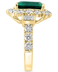 Effy Lab Grown Emerald (4-7/8 ct. t.w.) & Lab Grown Diamond (2-3/8 ct. t.w.) Halo Statement Ring in 14k Gold