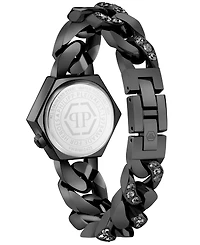 Philipp Plein Women's The Hexagon Black-Tone Stainless Steel Crystal Link Bracelet Watch 28mm