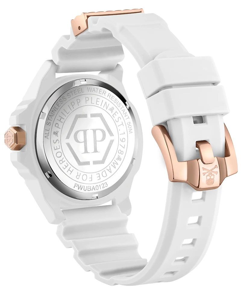 Philipp Plein Men's The Kull White Silicone Strap Watch 44mm